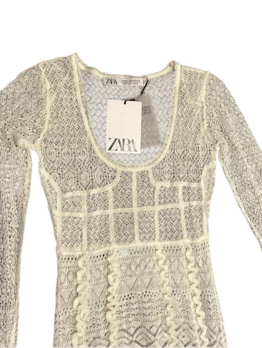 Zara Cream Lace Swim Cover-Up  Coastal Boho Cottagecore Resortwear Vacation - Picture 6 of 10